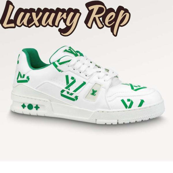 Replica Louis Vuitton Unisex LV Trainer Sneaker Green Mix Sustainable Materials Monogram Flowers