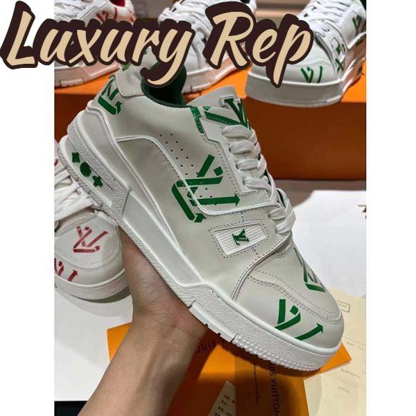 Replica Louis Vuitton Unisex LV Trainer Sneaker Green Mix Sustainable Materials Monogram Flowers 3