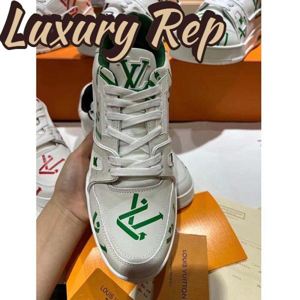 Replica Louis Vuitton Unisex LV Trainer Sneaker Green Mix Sustainable Materials Monogram Flowers 4