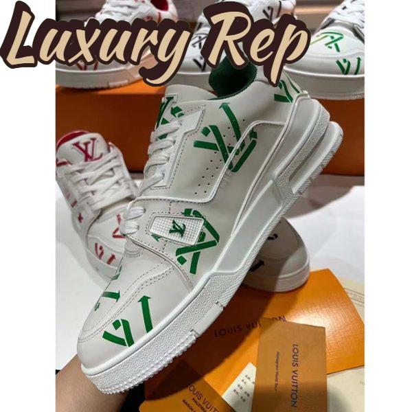Replica Louis Vuitton Unisex LV Trainer Sneaker Green Mix Sustainable Materials Monogram Flowers 5
