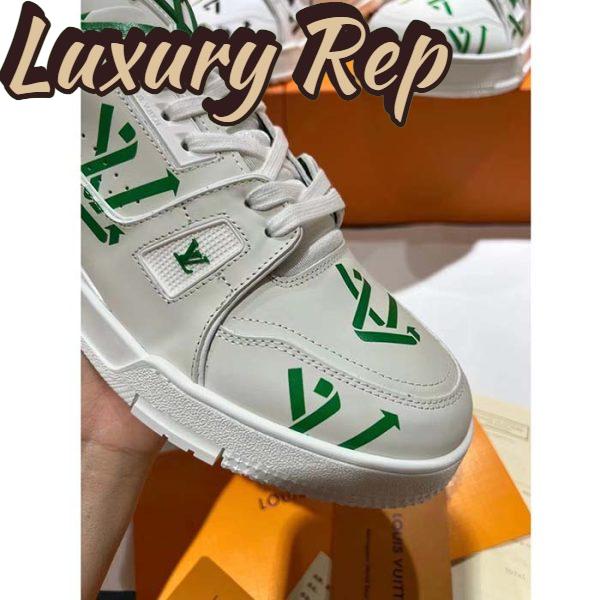 Replica Louis Vuitton Unisex LV Trainer Sneaker Green Mix Sustainable Materials Monogram Flowers 6