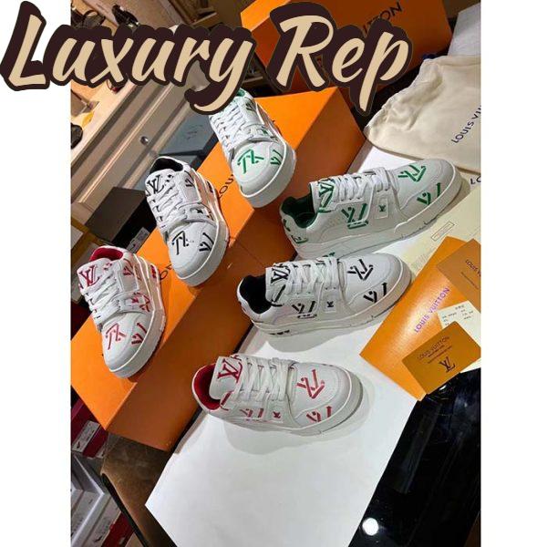 Replica Louis Vuitton Unisex LV Trainer Sneaker Green Mix Sustainable Materials Monogram Flowers 10