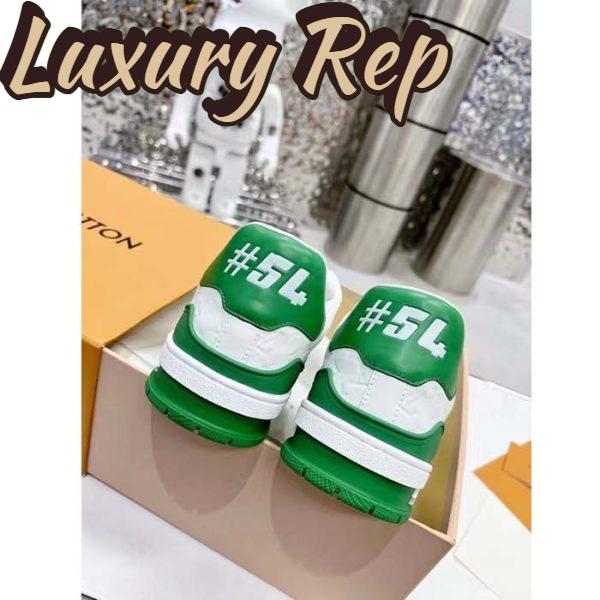 Replica Louis Vuitton Unisex LV Trainer Sneaker Green Mini Monogram Embossed Calf Leather 8