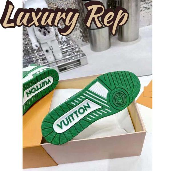 Replica Louis Vuitton Unisex LV Trainer Sneaker Green Mini Monogram Embossed Calf Leather 11