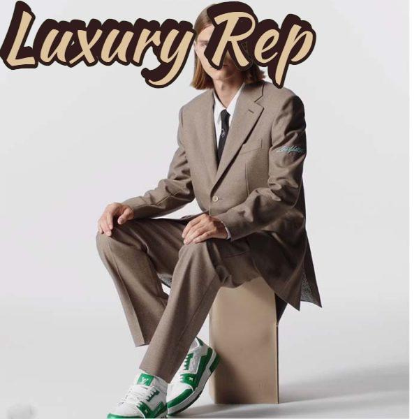 Replica Louis Vuitton Unisex LV Trainer Sneaker Green Mini Monogram Embossed Calf Leather 12