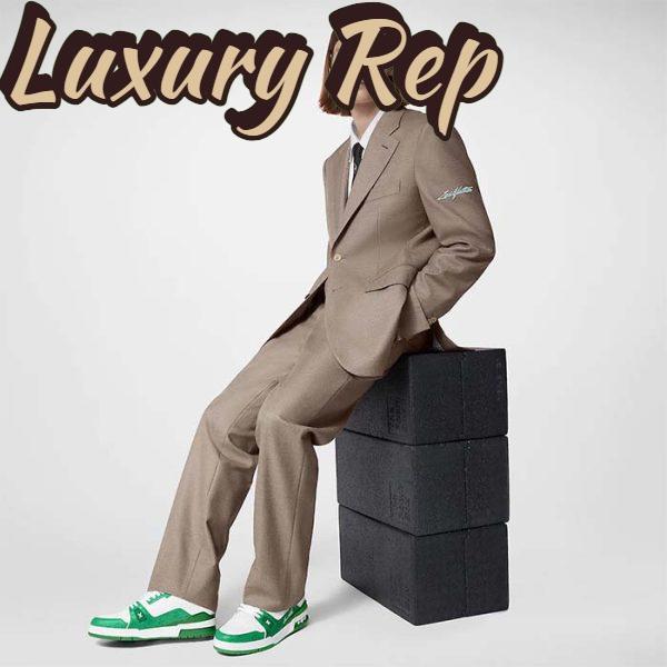 Replica Louis Vuitton Unisex LV Trainer Sneaker Green Mini Monogram Embossed Calf Leather 14