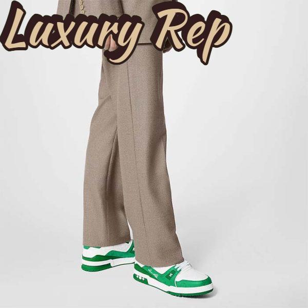 Replica Louis Vuitton Unisex LV Trainer Sneaker Green Mini Monogram Embossed Calf Leather 15