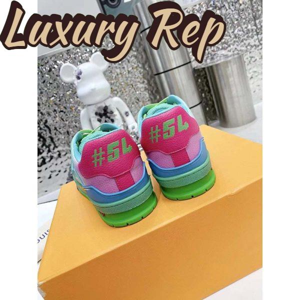 Replica Louis Vuitton Unisex LV Trainer Sneaker Green Grained Calf Leather Rubber Monogram Flowers 7