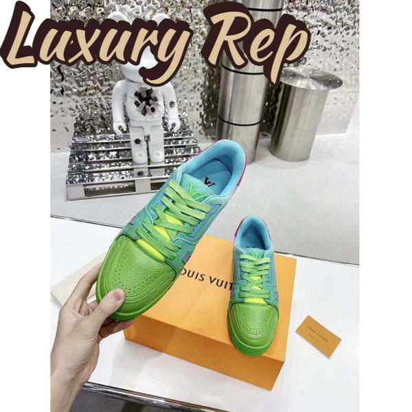 Replica Louis Vuitton Unisex LV Trainer Sneaker Green Grained Calf Leather Rubber Monogram Flowers 8