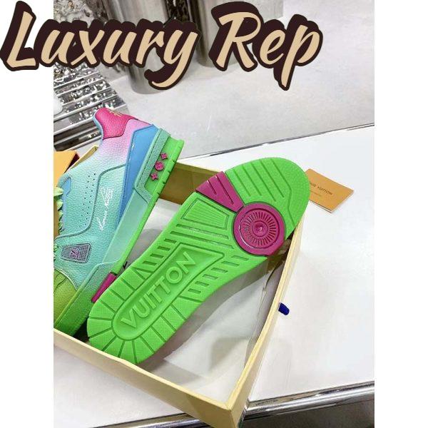 Replica Louis Vuitton Unisex LV Trainer Sneaker Green Grained Calf Leather Rubber Monogram Flowers 9