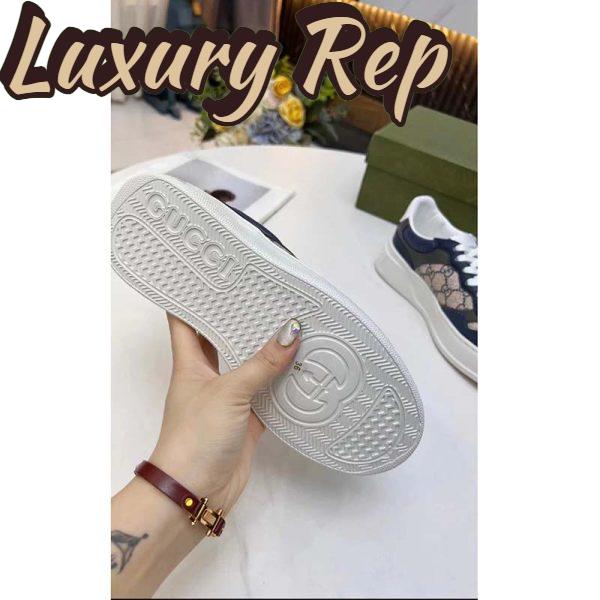 Replica Gucci Unisex GG Sneaker White Beige Blue Supreme Canvas Grey Perforated Leather 9