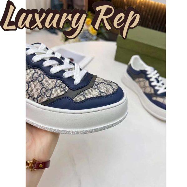 Replica Gucci Unisex GG Sneaker White Beige Blue Supreme Canvas Grey Perforated Leather 10