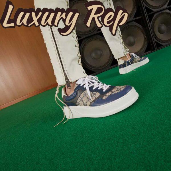 Replica Gucci Unisex GG Sneaker White Beige Blue Supreme Canvas Grey Perforated Leather 17