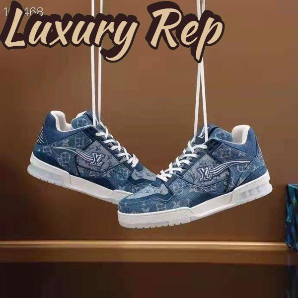 Replica Louis Vuitton Unisex LV Trainer Sneaker Blue Monogram Denim Flowers Rubber LV Initials 4