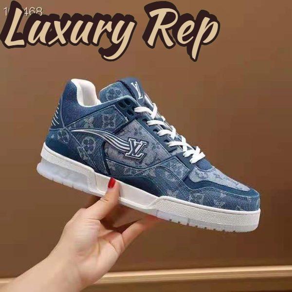 Replica Louis Vuitton Unisex LV Trainer Sneaker Blue Monogram Denim Flowers Rubber LV Initials 5