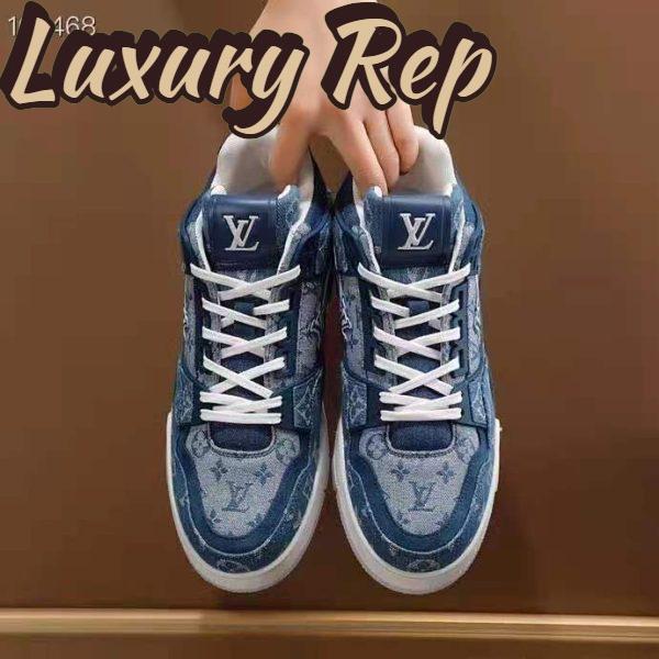 Replica Louis Vuitton Unisex LV Trainer Sneaker Blue Monogram Denim Flowers Rubber LV Initials 6