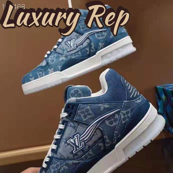 Replica Louis Vuitton Unisex LV Trainer Sneaker Blue Monogram Denim Flowers Rubber LV Initials 10