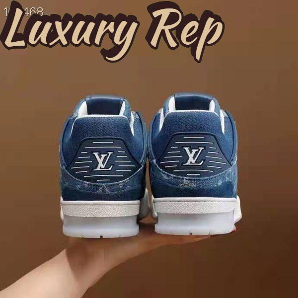 Replica Louis Vuitton Unisex LV Trainer Sneaker Blue Monogram Denim Flowers Rubber LV Initials 11
