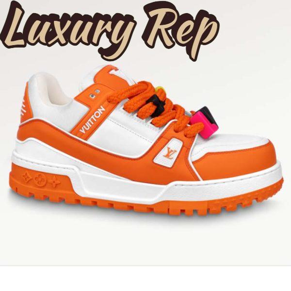 Replica Louis Vuitton Unisex LV Trainer Maxi Sneaker Orange Mix of Materials Rubber