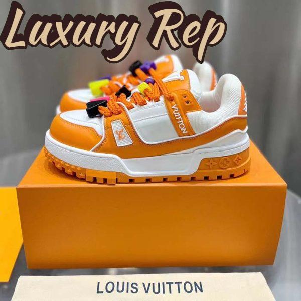 Replica Louis Vuitton Unisex LV Trainer Maxi Sneaker Orange Mix of Materials Rubber 3
