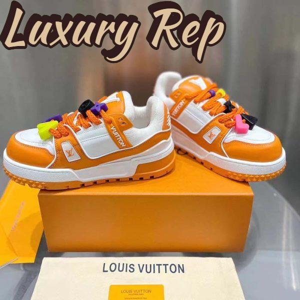 Replica Louis Vuitton Unisex LV Trainer Maxi Sneaker Orange Mix of Materials Rubber 7