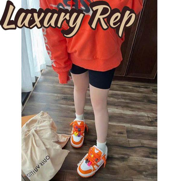 Replica Louis Vuitton Unisex LV Trainer Maxi Sneaker Orange Mix of Materials Rubber 11