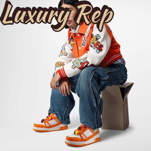 Replica Louis Vuitton Unisex LV Trainer Maxi Sneaker Orange Mix of Materials Rubber 12