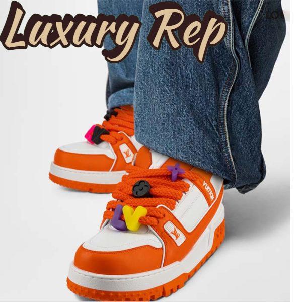 Replica Louis Vuitton Unisex LV Trainer Maxi Sneaker Orange Mix of Materials Rubber 13