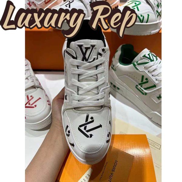 Replica Louis Vuitton Unisex LV Trainer Sneaker Black Mix Sustainable Materials Monogram Flowers 4