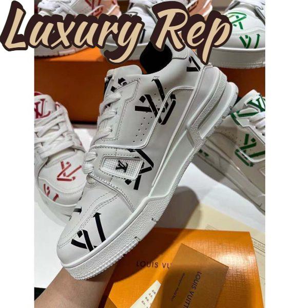 Replica Louis Vuitton Unisex LV Trainer Sneaker Black Mix Sustainable Materials Monogram Flowers 5
