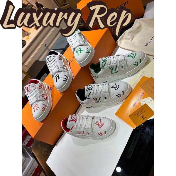 Replica Louis Vuitton Unisex LV Trainer Sneaker Black Mix Sustainable Materials Monogram Flowers 11