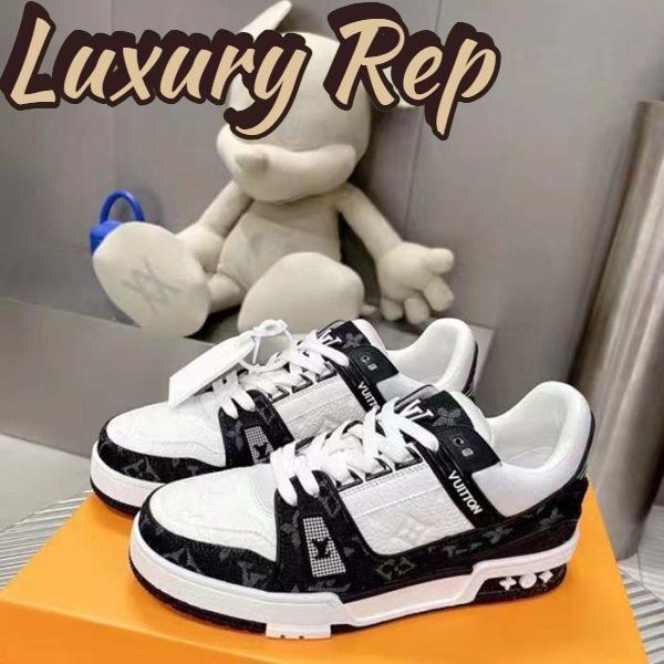 Replica Louis Vuitton Unisex LV Trainer Sneaker Black Monogram Denim Monogram Embossed Grained Calf 5