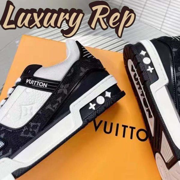 Replica Louis Vuitton Unisex LV Trainer Sneaker Black Monogram Denim Monogram Embossed Grained Calf 8