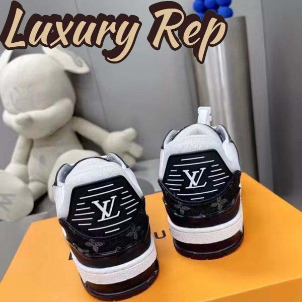 Replica Louis Vuitton Unisex LV Trainer Sneaker Black Monogram Denim Monogram Embossed Grained Calf 10
