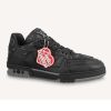Replica Louis Vuitton Unisex LV Trainer Sneaker Black Monogram Denim Monogram Embossed Grained Calf 12