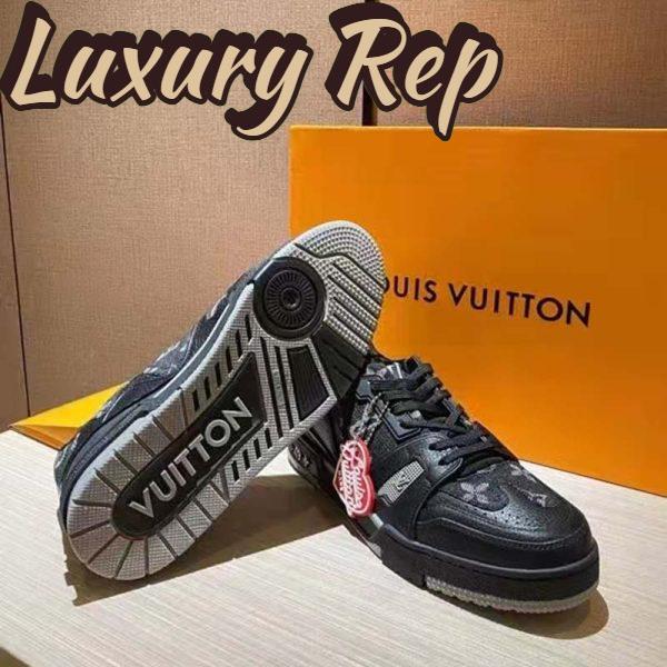 Replica Louis Vuitton Unisex LV Trainer Sneaker Black Monogram Denim Rubber Outsole 5