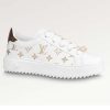 Replica Louis Vuitton Unisex LV Time Out Sneaker Gold White Embroidered Calf Leather