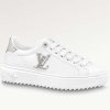 Replica Louis Vuitton Unisex LV Time Out Sneaker Silver Calf Leather Strass Rubber Outsole 13